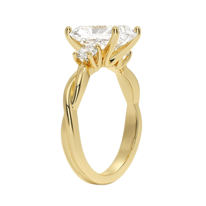 <b>Ring</b> Of Gold With Lab Grown <b>Diamond</b> Radiant Cut Three Stone Engagement Style in 14K 18K Gold Twisted Band Bridal <b>Ring</b> for Women - Product Image 2