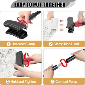 Wholesale Heavy Duty Cotton Dust <b>Mop</b> | Commercial Industrial Floor Cleaning <b>Mop</b> Long <b>Handle</b> Washable Reusable Cotton Yarn - Product Image 3