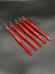 Pince de Placage Professionnelle pour Chef, Droite, Rouge, Pointe Fine Argentée, en Acier Inoxydable, Précision Alimentaire, Nawaz - Product Image 5