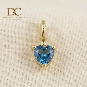Colgante de Oro Amarillo Sólido de 14 Quilates con Certificado IGI, con Forma de Corazón y Topacio Azul Londres, Joyería Fina para Mujer, Pulsera - Product Image 2