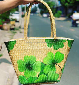 Handmade Vintage <b>Straw</b> Bag Seagrass Woven Floral Painted Decorate Fashion <b>Handbag</b> for Women From Vietnam Factory - Product Image 3