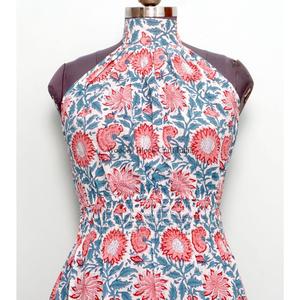 Robe midi à imprimé floral multicolore, robe d'été à manches longues, robe en coton tendance, tenue de soirée occidentale, robe une pièce pour femmes - Product Image 3