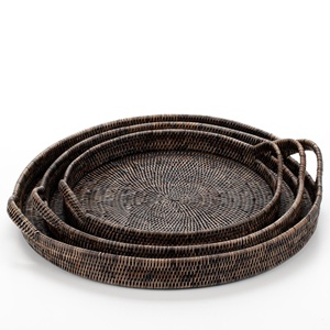 Decor serving tray for <b>sweets</b> & drinks best quality natural rattan organizer hand-weaving trays - Product Image 4
