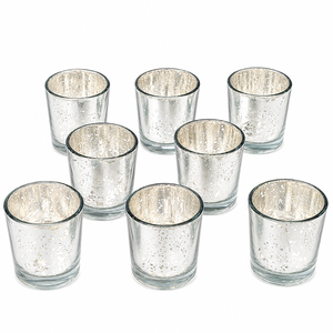 Handmade Mercury <b>Glass</b> Tealight <b>Holder</b> | Decorative Votive Candle Jar for Wedding Christmas Table Centerpiece Home Decor Gift - Product Image 1