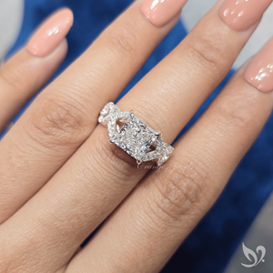 3CT Princess Cut Lab Diamond Engagement <b>Ring</b> IGI Certified <b>Split</b> Pave Twist Band in 10K White Gold - Product Image 4