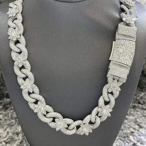 Chaîne cubaine en moissanite plaquée or, argent sterling 925, collier de mode hip-hop, bijoux de luxe pour homme - Product Image 3
