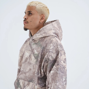 Sweat à capuche camouflage pour homme, manches longues, coton et polyester, coupe ample, avec logo personnalisé - Product Image 3