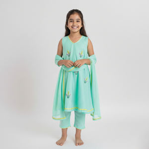 Kurti de Fantástica Calidad con Túnica de Color Verde Agua Suave, Conjunto Chic para Niñas de 1 a 9 Años, Ropa Tradicional a Bajo Precio - Product Image 3