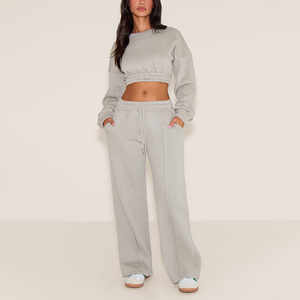 Pantalon de jogging ample pour femme, taille haute, en molleton, décontracté, pour la détente, OEM ODM, marque privée, fabricant en gros - Product Image 2