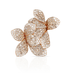 Rose <b>Gold</b> Flower <b>Cocktail</b> <b>Ring</b> Pave Set Diamond Women Luxury Party Jewelry - Product Image 1