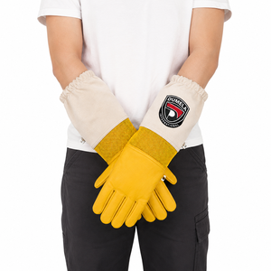 Custom Wholesale High Quality Beekeepers Protective <b>Gloves</b> Outdoor Four Seasons Yellow Breathable Mesh Sheepskin Soft Daily - Product Image 2