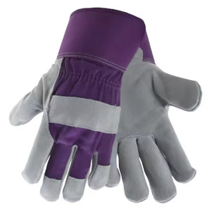Best Cowhide Split Leather Working <b>Gloves</b> & Fleece Lining Inside Hand Protection With Drilled Cotton Back & <b>Long</b> Rubberized Cuff - Product Image 2