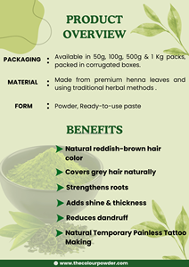 Poudre de Henné Bio Premium pour Coloration Capillaire et Tatouage – Lawsonia Inermis du Rajasthan, Maille Fine, Teinture Longue Durée - Product Image 3
