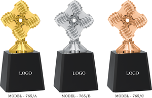 Trofeo Cruzado con Acabado en Oro, Plata y Bronce sobre Base Negra para Premios Deportivos y de Juegos - Product Image 6