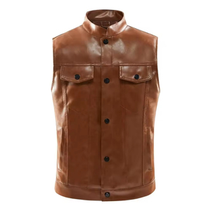New Best Design Fashionable <b>Leather</b> <b>Vest</b> High Quality Outdoor <b>Leather</b> Winter <b>Vest</b> In Custom Style <b>Vest</b> For <b>Men</b> - Product Image 1