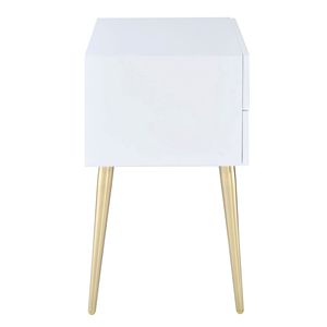 Comodino Bianco e Oro a 2 Cassetti, Elegante Tavolino per Arredamento Camera da Letto - Product Image 4