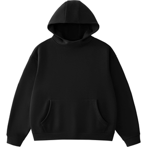เสื้อฮู้ดดี้โอเวอร์ไซส์สีดำล้วน ไซส์พลัส ผ้าถักมีซับใน ระบายอากาศได้ดี เป็นมิตรกับสิ่งแวดล้อม กันน้ำ ผลิตจากผ้าฝ้าย ตกแต่งด้วยไหล่ตก - Product Image 1