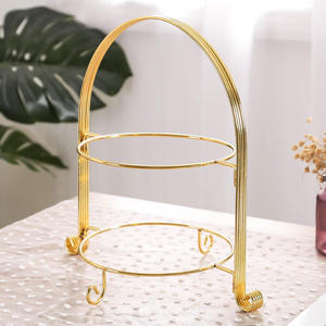 High Quality Gold Iron Pedestal <b>Cake</b> <b>Stand</b> Decorative Serving Display for Cupcakes Muffins Pastries and Celebration Desserts - Product Image 3
