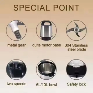 Picadora de Carne Eléctrica de Acero Inoxidable de 5.1-6L de Capacidad, Procesador de Alimentos, Licuadora para Uso en Exteriores, Máquina para Fufu - Product Image 5