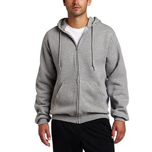 Sudadera con capucha con cremallera completa de gran tamaño atlética personalizada para hombre, de alta calidad, gris liso, impermeable, de punto anticontracción, bordado de talla grande - Product Image 1
