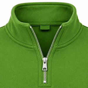 Pull-over pour homme en maille unie verte respirant avec logo frontal, coupe classique, manches longues, col montant, idéal pour l'hiver - Product Image 5