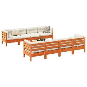 Ensemble de canapés de jardin en tissu Oxford, couleur marron ciré et crème, avec structure en pin massif, offrant des meubles durables et élégants - Product Image 1