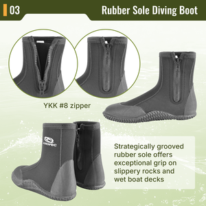 Botas de Buceo Aropec de Neopreno de 5mm con Cierre YKK # 8 cremalleras y suela de goma U2 duradera - Equipo profesional para deportes acuáticos OEM/ODM - Product Image 4