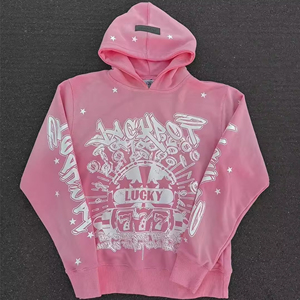 Sudadera con capucha y pantalones de chándal personalizados negros, con cremallera completa, estilo vintage, con efecto desgastado, bordados, lavado ácido y a la piedra, de poliéster/algodón, con forro polar y corte acampanado. - Product Image 5