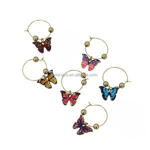 Etiquetas para Bebidas con Forma de Alas de Mariposa Coloridas, Marcadores Duraderos de Aleación de Zinc para Copas de Vino, Ideales para Cenas y Eventos de Degustación de Vinos - Product Image 5