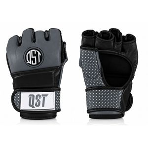 Gants d'entraînement MMA en cuir PU QST à doigts ouverts, gants de combat MMA rembourrés avec protection des articulations, attache de poignet réglable en Velcro - Product Image 1