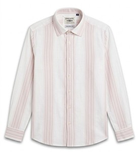 Camisa Casual a Rayas de Doble Botonadura para Hombre Enovate Logan, Manga Larga, Cuello Camisero, Transpirable, Tejido de Lino/Algodón, ODM, Verano - Product Image 1
