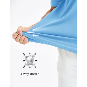 Men's Light <b>Blue</b> Short Sleeve Pique <b>Polo</b> <b>Shirt</b> Casual Breathable Knitted Solid Color Regular Fit - Product Image 4