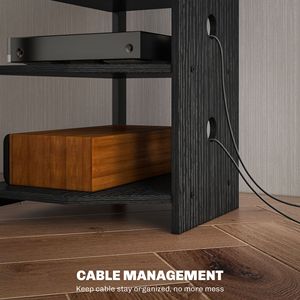 Mobile TV LED Nero Moderno con Ripiani Portaoggetti e Struttura in Acciaio, Tavolo TV per Soggiorno Stile Pannello in Legno - Product Image 6