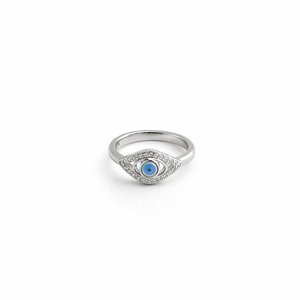 Bagues en argent sterling 925 avec émail bleu œil porte-bonheur et pierres précieuses pour femme, bijoux minimalistes de protection, à porter au quotidien, cadeau de fête - Product Image 2