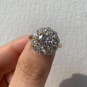2ct Lab Grown Diamond Cut Halo Cluster Engagement Wedding <b>Ring</b> Statement Floral Minimalist 14K Solid Gold IGI Certified <b>Ring</b> - Product Image 1