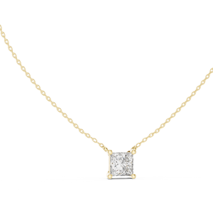 Collar con Colgante de Diamante Corte Princesa en Oro Rosa para Mujer |   Elegante Joya Solitaria de Lujo, Regalo para Ella - Product Image 3