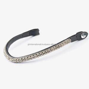 สายรัดคิ้วหนังม้าสีดำทำจากโลหะประกายคริสตัลใสสีขาว3แถวดีไซน์ตามสั่ง - Product Image 4