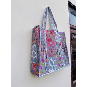 Bolso Tote de Algodón Acolchado con Estampado de Jungla y Bordado Bohemio, Diseño Panelado, Parte Superior Abierta, Estilo Compras, para Todas las Estaciones, Viajes y Uso Diario - Product Image 5