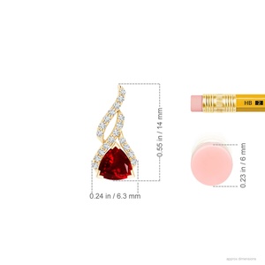 Pendentif en or massif 14 carats de qualité supérieure avec rubis rouge taille trillon certifié IGI et motif tourbillon de diamants, OEM - Product Image 2