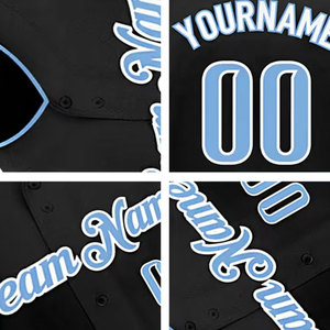 Nouveau design 2026 – Maillot de baseball personnalisé double face à manches courtes noires et accents rayés bleus - Product Image 4