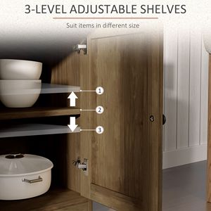 Light Brown Farmhouse <b>Sideboard</b> for <b>Kitchen</b> or Dining Buffet <b>Cabinet</b> with Barn Style Doors Adjustable Shelves for Villa Use - Product Image 5