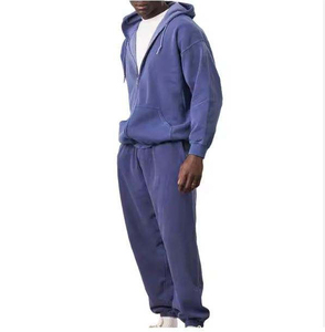 Survêtement à capuche unisexe de haute qualité pour l'automne, coupe classique, délavage acide, manches longues, fermeture à cordon, 100 % coton - Product Image 6