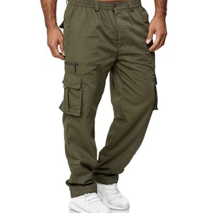 Pantalon cargo de travail pour homme, coupe droite, 100% coton, couleur unie, décontracté, avec poches, style sport, populaire en Europe et en Amérique, personnalisable en usine - Product Image 2