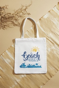 Sac fourre-tout promotionnel en toile de coton imprimé sur mesure avec chaînes, doublure imperméable, grande capacité pour la plage et le shopping 2026 - Product Image 1