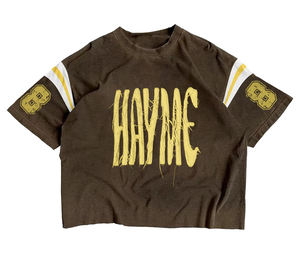 T-shirt bicolore personnalisé avec logo brodé, t-shirt ample pour homme, patchwork - Product Image 1