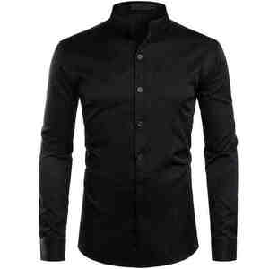 Camisas de Vestir Casuales de Franela para Hombre, para Oficina, Otoño, 100% Algodón, Transpirables, de Secado Rápido, Color Granate, Manga Larga, Cierre de Botones - Product Image 2