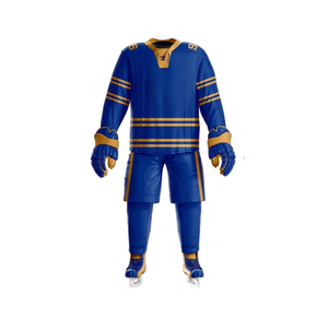 Maillots de hockey sur glace en polyester filé à manches raglan, col côtelé, séchage rapide, lisses, jaune royal, pour équipes de classe supérieure - Product Image 2