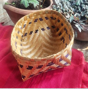 Unique Triangular Woven <b>Bamboo</b> Storage <b>Basket</b> Elegant purple Patterns Eco-Friendly Luxury Style Hanging Functional Design for - Product Image 1