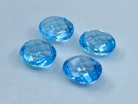 Topaze bleu ciel naturelle chauffée, double face, facettée, forme ovale damier, pierres lâches 8x6mm 9x7mm 10x8mm, excellente qualité, jeu de couleurs