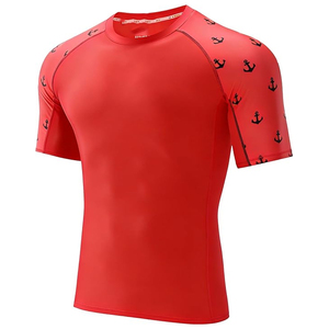 Custom Logo Men Rash Guard <b>Compression</b> T <b>Shirt</b> Short Sleeve Swim <b>Shirt</b> UV Protection Wholesale Bulk Supply - Product Image 1